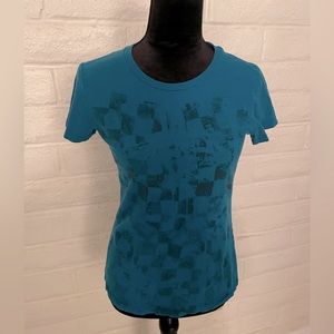Vans Teal with Black Print Short Sleeve T-shirt, size L